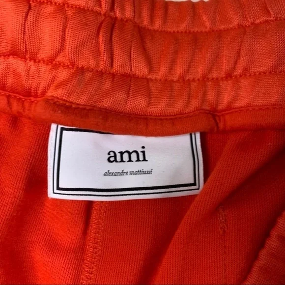 AMI Paris Taped Logo Track Pant Orange Men’s Size Small Straight leg - Picture 8 of 11